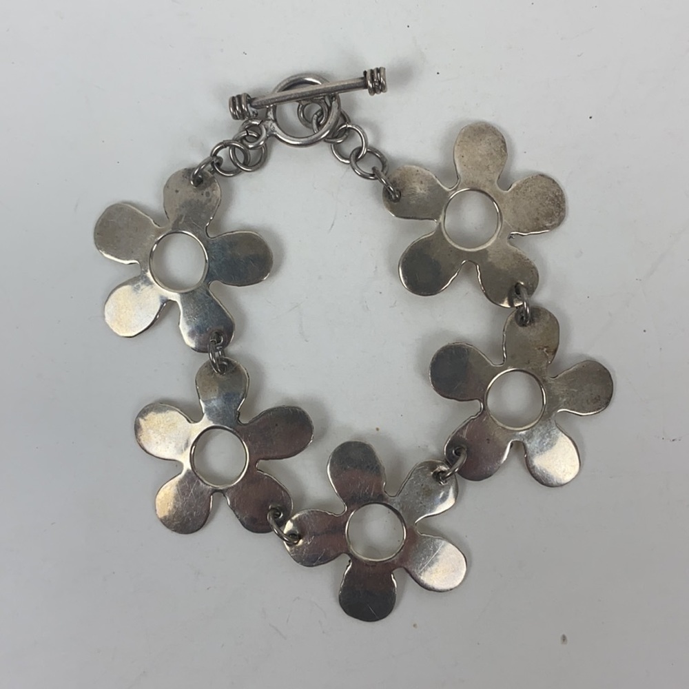 Flower Bracelet 925 Sterling Floral 7” - Picture 5 of 5